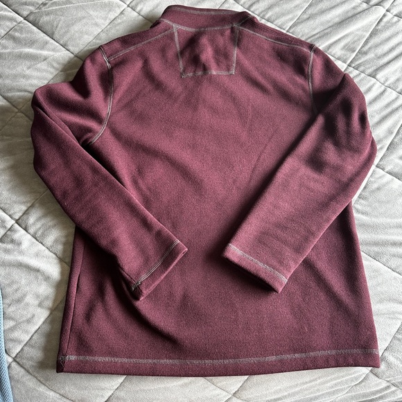 G.H. Bass Burgundy Quarter Zip/Button Fleece Sweater - Picture 2 of 2